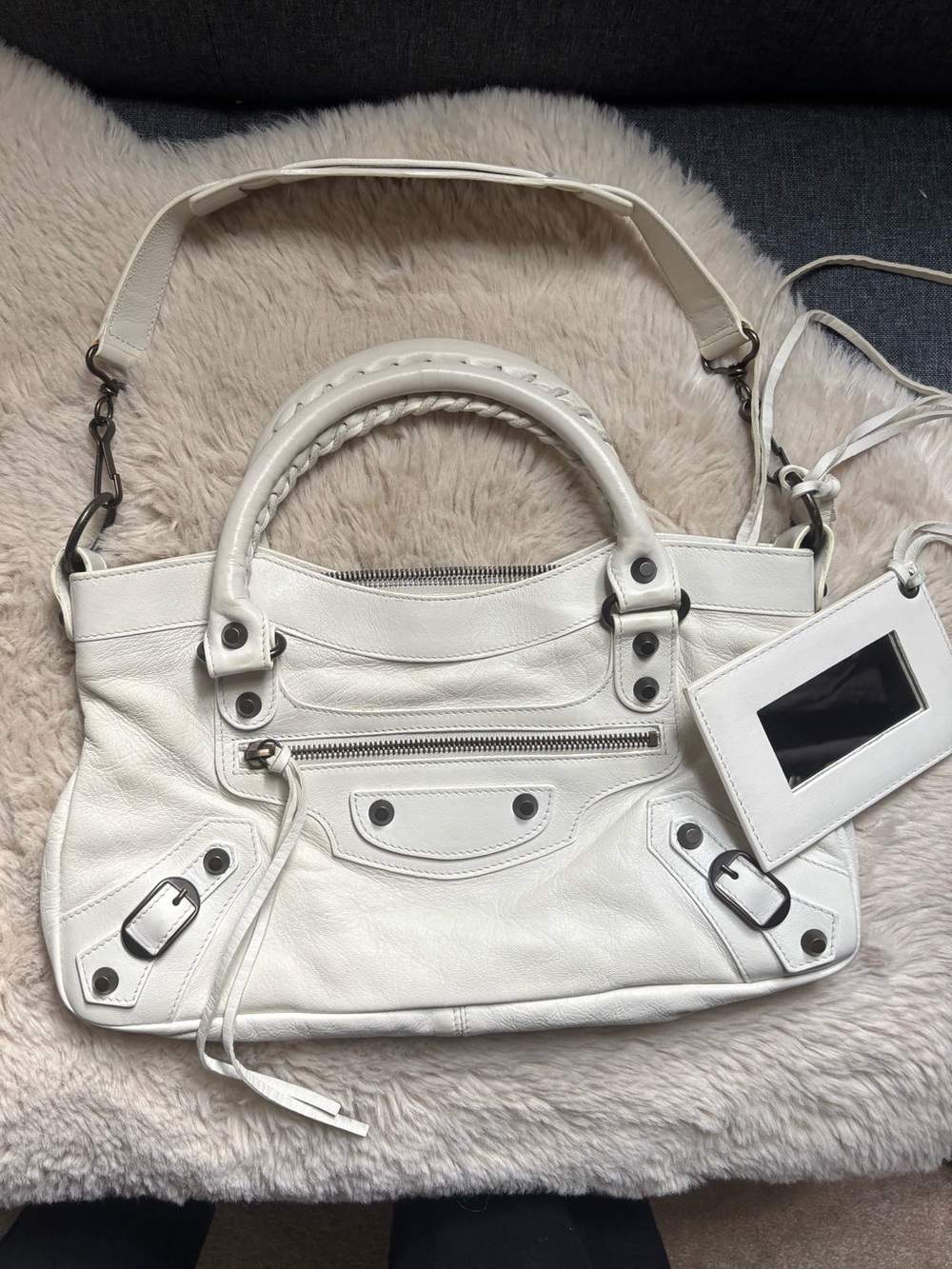 Balenciaga White Leather First shoulder bag